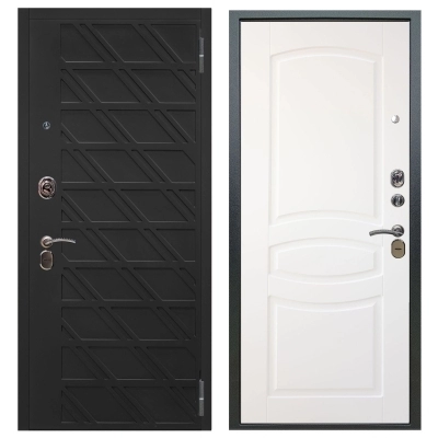 Входная дверь Alex Doors Старк черный софт \ Монако белый софт